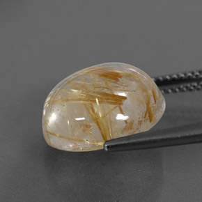Rutile Quartz Gemstone in 14 mm (calibrated) Size for Sale, Rutile Quartz Stone in Colorless Golden Color