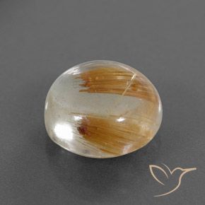 8.46 ct Golden Rutile Quartz Stone, Natural Rutile Quartz in Round Cabochon Shape for Sale