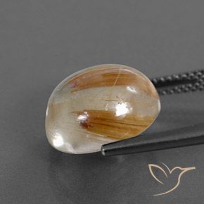 Rutile Quartz Gemstone in 13 mm (calibrated) Size for Sale, Rutile Quartz Stone in Clear and Gold-Bronze Color