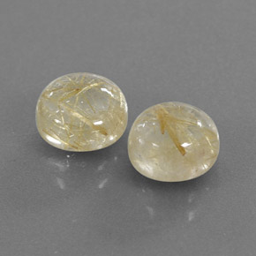 3.18 ct Yellow Rutile Quartz Stone, Natural Rutile Quartz in Round Cabochon Shape for Sale