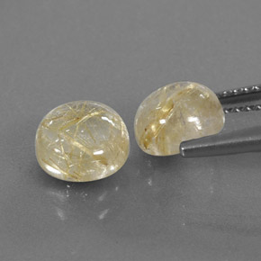 Rutile Quartz Gemstone in 7 mm (calibrated) Size for Sale, Rutile Quartz Stone in Colorless Golden Color