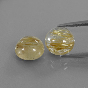 5.16 ct Yellow Rutile Quartz Gemstone, Rutile Quartz Gem in Round Cabochon Shape for Sale.