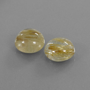 5.16 ct Yellow Rutile Quartz Stone, Natural Rutile Quartz in Round Cabochon Shape for Sale