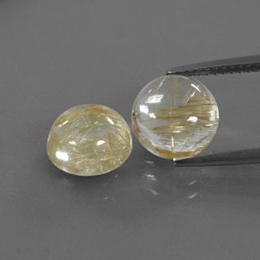 5.62 ct Yellow Rutile Quartz Gemstone, Rutile Quartz Gem in Round Cabochon Shape for Sale.