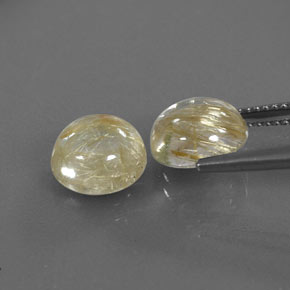 Rutile Quartz Gemstone in 9 mm (calibrated) Size for Sale, Rutile Quartz Stone in Colorless Golden Color