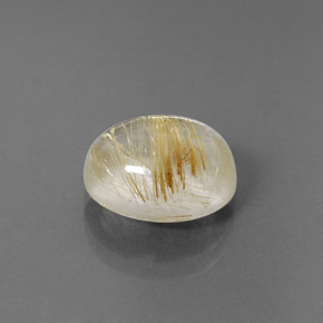 5.21 ct Yellow Rutile Quartz Stone, Natural Rutile Quartz in Oval Cabochon Shape for Sale