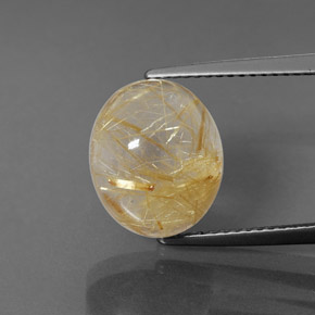 6.00 ct Yellow Rutile Quartz Gemstone, Rutile Quartz Gem in Oval Cabochon Shape for Sale.