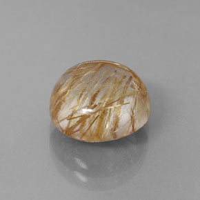 5.35 ct Yellow Rutile Quartz Stone, Natural Rutile Quartz in Round Cabochon Shape for Sale