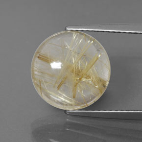 6.25 ct Yellow Rutile Quartz Gemstone, Rutile Quartz Gem in Round Cabochon Shape for Sale.