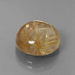 8.08 ct Yellow Rutile Quartz Stone, Natural Rutile Quartz in Round Cabochon Shape for Sale