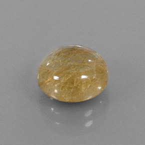 3.81 ct Yellow Rutile Quartz Stone, Natural Rutile Quartz in Round Cabochon Shape for Sale