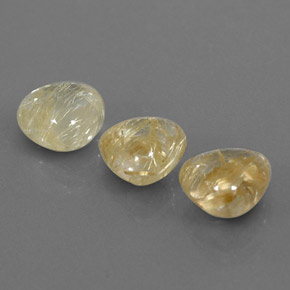 5.38 ct Yellow Rutile Quartz Gemstone, Rutile Quartz Gem in Trillion Cabochon Shape for Sale.