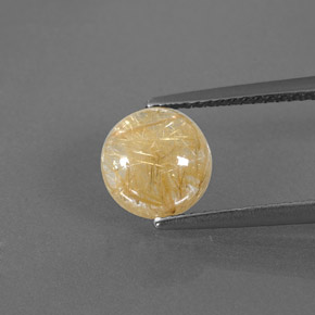 1.97 ct Yellow Rutile Quartz Gemstone, Rutile Quartz Gem in Round Cabochon Shape for Sale.