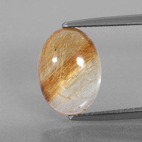 6.11 ct Yellow Rutile Quartz Gemstone, Rutile Quartz Gem in Oval Cabochon Shape for Sale.