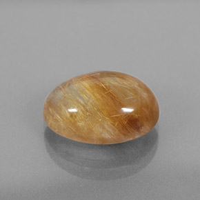 6.11 ct Yellow Rutile Quartz Stone, Natural Rutile Quartz in Oval Cabochon Shape for Sale