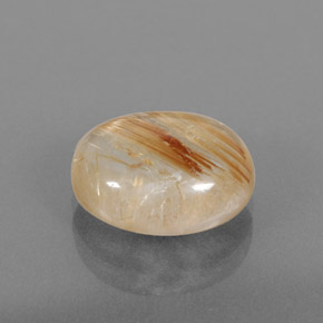4.22 ct Yellow Rutile Quartz Stone, Natural Rutile Quartz in Oval Cabochon Shape for Sale