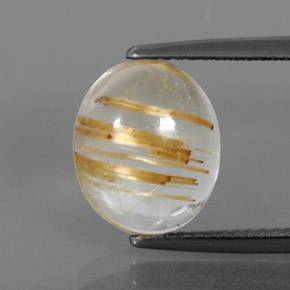5.05 ct Yellow Rutile Quartz Gemstone, Rutile Quartz Gem in Oval Cabochon Shape for Sale.