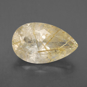 8.34 ct Yellow Rutile Quartz Gemstone, Rutile Quartz Gem in Pear Facet Shape for Sale.