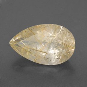 8.34 ct Yellow Rutile Quartz Stone, Natural Rutile Quartz in Pear Facet Shape for Sale
