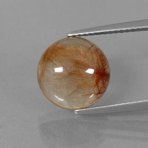 Very Light Tawny Brown Rutile Quartz Gem - 5.2ct Round Cabochon (ID: 395545)