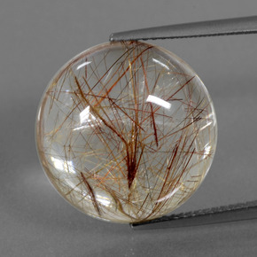 18ct Round Cabochon Colorless Golden Rutile Quartz Gem for sale 18ct Round Cabochon Colorless Golden Rutile Quartz Gem (ID: 395601)