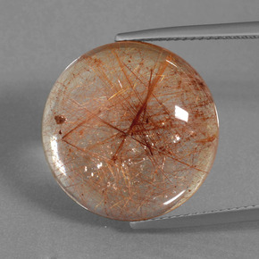 21.3ct Round Cabochon Red Brown Rutile Quartz Gem for sale 21.3ct Round Cabochon Red Brown Rutile Quartz Gem (ID: 401182)