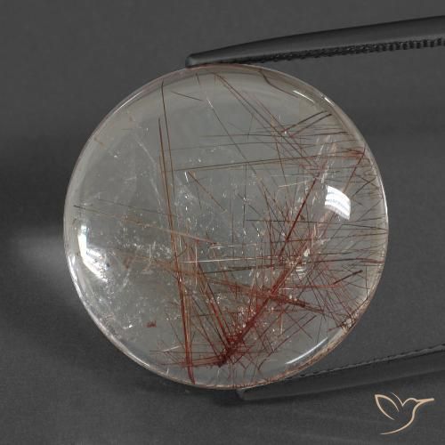 Quartz rutile rond de 21,57 ct, 20,3 mm d'Inde, Photo A