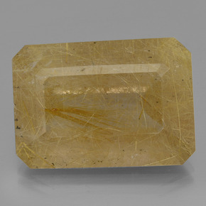 34.58 ct Yellow Rutile Quartz Gemstone, Rutile Quartz Gem in Octagon Facet Shape for Sale.