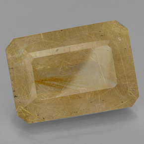 34.58 ct Yellow Rutile Quartz Stone, Natural Rutile Quartz in Octagon Facet Shape for Sale