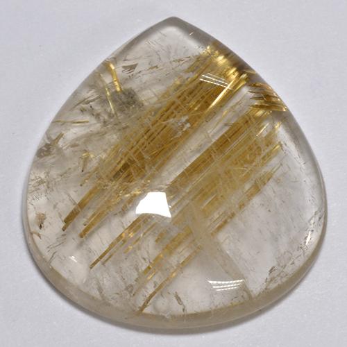 Marrón-dorado muy claro Cuarzo Rutilado Gema - 19.9ct Cabujón Pera (ID: 402314)