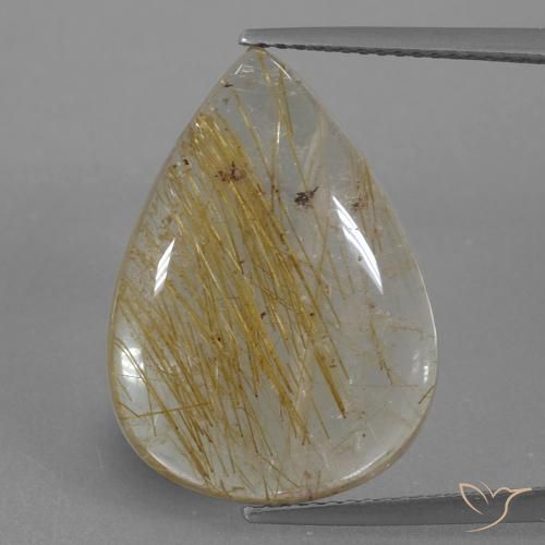 13.25ct Natural Medium Gold Rutile Quartz, Pear Shape, Transparent