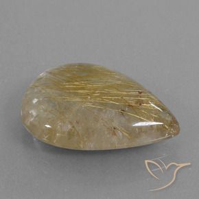 13.25 ct Golden Rutile Quartz Stone, Natural Rutile Quartz in Pear Cabochon Shape for Sale