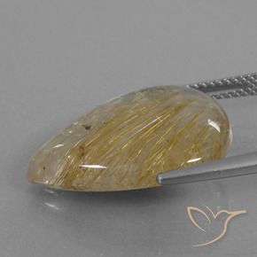 Rutile Quartz Gemstone in 21.7 x 15.6 mm Size for Sale, Rutile Quartz Stone in Medium Gold Color