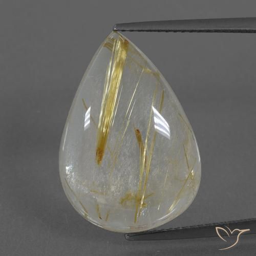 Quartz rutile poire de 13,86 ct, 21,7 x 15,2 mm d'Inde, Photo A