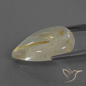 Rutile Quartz Gemstone in 21.7 x 15.2 mm Size for Sale, Rutile Quartz Stone in Earthy Yellow Color