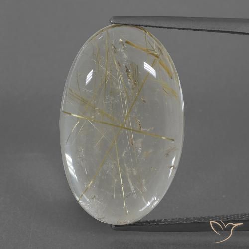 Pale Yellow Rutile Quartz Gem - 16.5ct Oval Cabochon (ID: 402346)