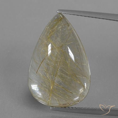 13.44ct Natural Very Light Golden-Brown Rutile Quartz, Pear Shape, Transparent