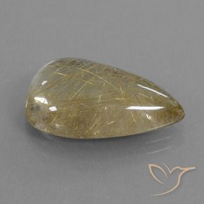 13.44 ct Golden Rutile Quartz Stone, Natural Rutile Quartz in Pear Cabochon Shape for Sale