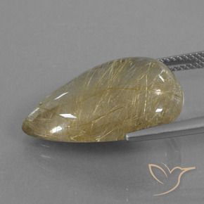Rutile Quartz Gemstone in 21.9 x 14.6 mm Size for Sale, Rutile Quartz Stone in Very Light Golden-Brown Color