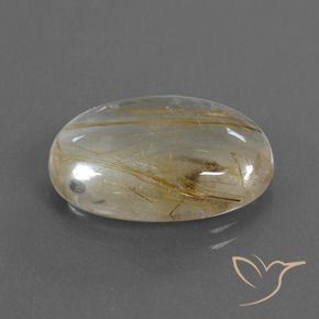 14.16 ct Golden Rutile Quartz Stone, Natural Rutile Quartz in Oval Cabochon Shape for Sale
