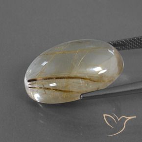 Rutile Quartz Gemstone in 20.2 x 14.2 mm Size for Sale, Rutile Quartz Stone in Very Light Golden-Brown Color