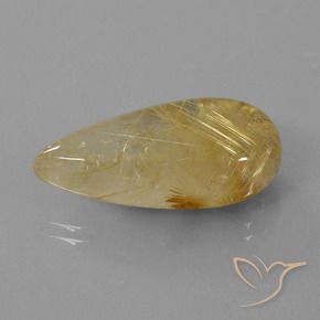 18.69 ct Golden Rutile Quartz Stone, Natural Rutile Quartz in Pear Cabochon Shape for Sale