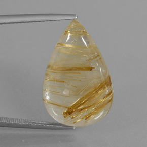 18.2ct Pear Cabochon Colorless Golden Rutile Quartz Gem for sale 18.2ct Pear Cabochon Colorless Golden Rutile Quartz Gem (ID: 402419)