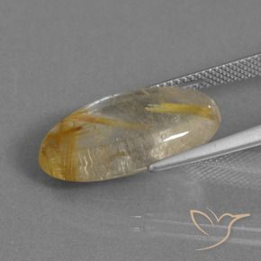 Rutile Quartz Gemstone in 21.8 x 12 mm Size for Sale, Rutile Quartz Stone in Very Light Golden-Brown Color