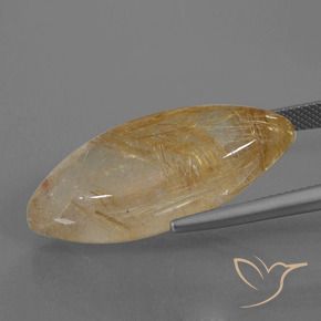 Rutile Quartz Gemstone in 31.1 x 13.8 mm Size for Sale, Rutile Quartz Stone in Orangeish Brown Color