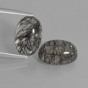 Light Grey Rutile Quartz Gem - 5.4ct Oval Cabochon (ID: 403375)
