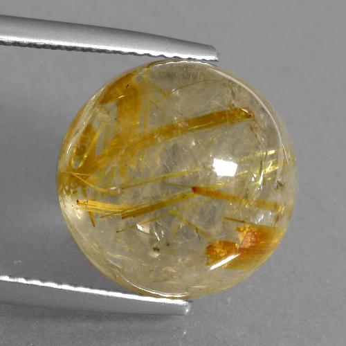 Medium Gold Rutile Quartz Gem - 10.5ct Round Cabochon (ID: 403384)