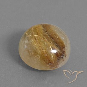 10.53 ct Golden Rutile Quartz Stone, Natural Rutile Quartz in Round Cabochon Shape for Sale