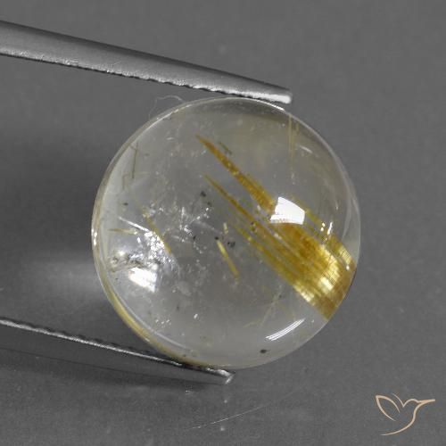 Quartz rutile rond de 10,11 ct, 13,3 mm d'Inde, Photo A