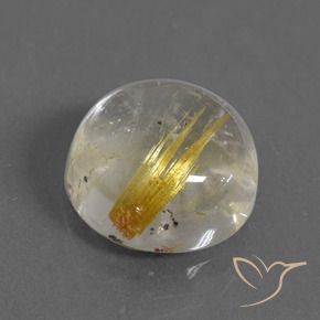 10.11 ct Yellow Rutile Quartz Stone, Natural Rutile Quartz in Round Cabochon Shape for Sale